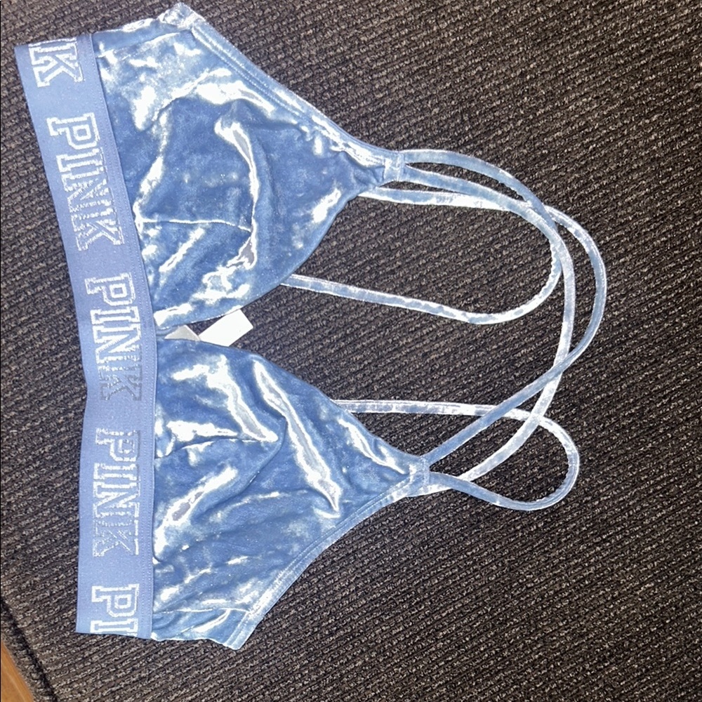 PINK Victoria's Secret Light Blue Velvet Bralette